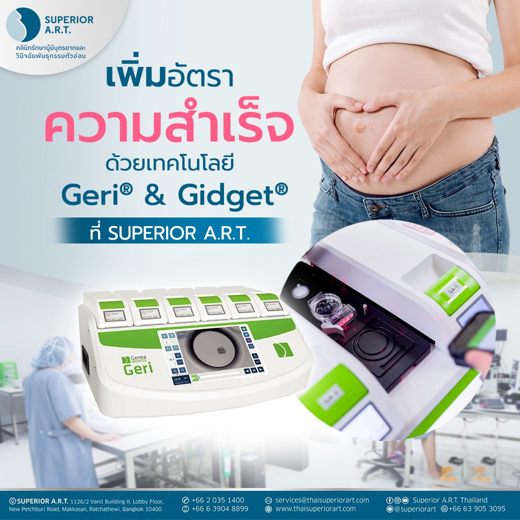 Superior A.R.T. Thailand ใช้เทคโนโลยีที่นำสมัย  ปลอดภัย และช่วยเพิ่มอัตราความสำเร็จด้วยเทคโนโลยี GERI® และ Gidget®