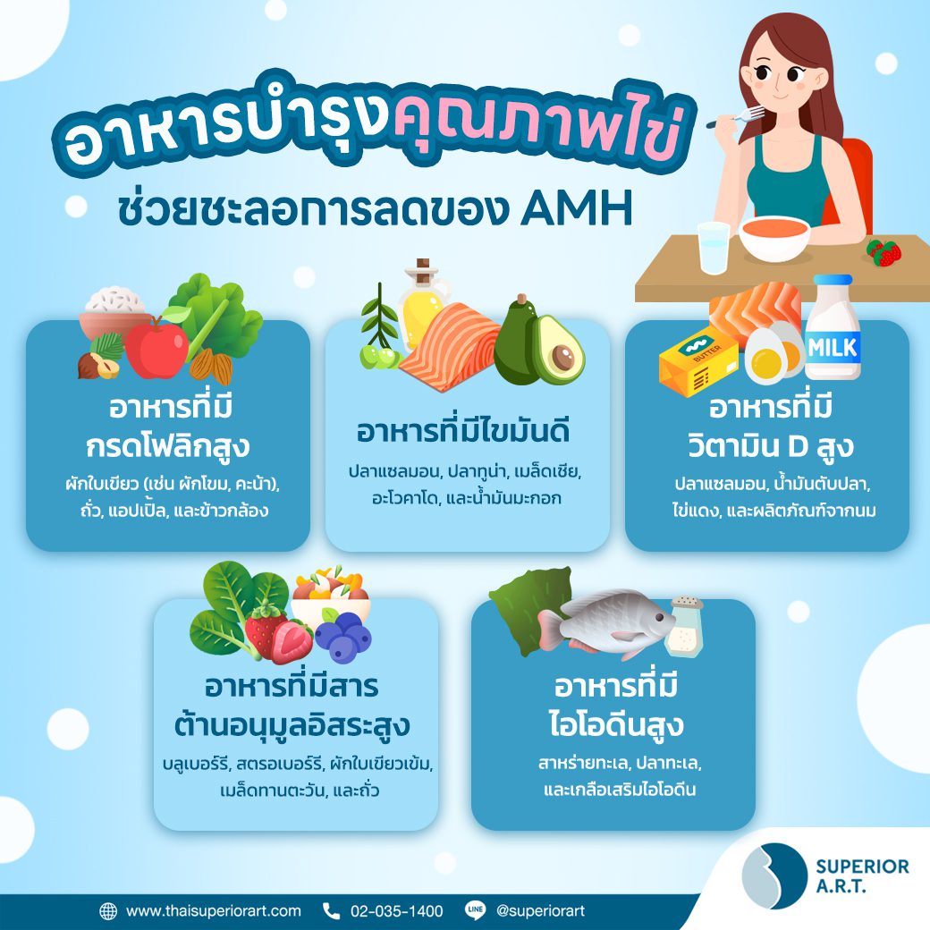 อาหารบำรุงคุณภาพไข่ ชะลอ AMH