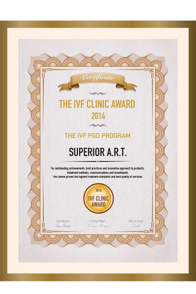 รางวัล The IVF Clinic Award 2014 & The IVF PGD Program By ivfmedia.org