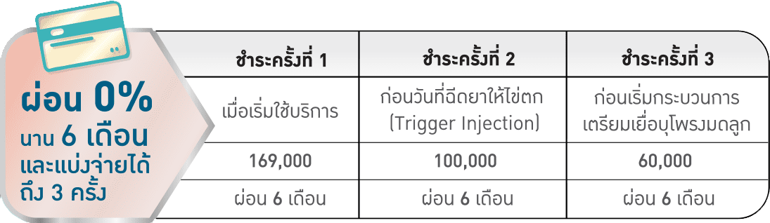 ICSI Prestige Package ผ่อน 0% นาน 6 เดือน แบ่งจ่ายได้ 3 ครั้ง