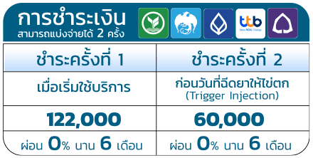 การชำระเงิน ผ่อน 0% นาน 6 เดือน แบ่งจ่ายได้ 2 ครั้ง